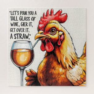 Sassy Chicken Wine Art Puzzle