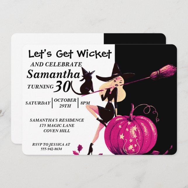 Sassy Halloween Witch Anniversaire Invitation (Devant / Derrière)