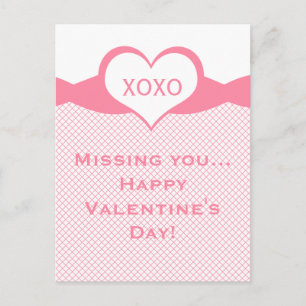 Sassy Heart Fishnet Valentine Carte postale, rose