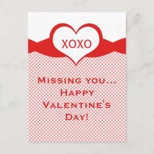 Sassy Heart Fishnet Valentine Carte postale, Rouge