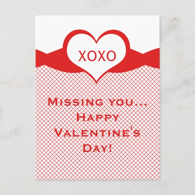 Sassy Heart Fishnet Valentine Carte postale, Rouge (Devant)