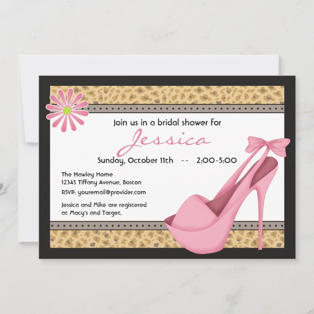 Sassy Pink Heels et Leopard Invitation (Devant)