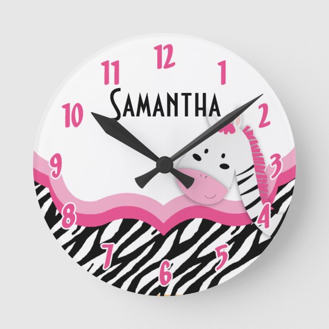 Sassy Pink Zebra Motif de bande Horloge personnali (Recto)