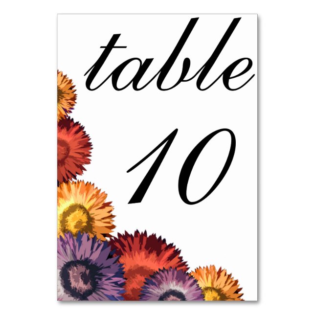 Sassy Summer Flowers Modern Mariage Carte Table (Par défaut)