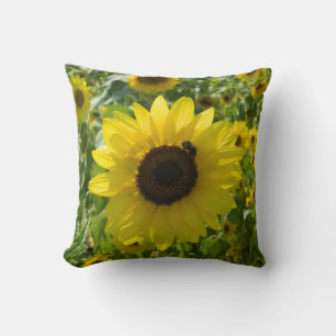 Sassy Sunflower (avec abeille) Coussin