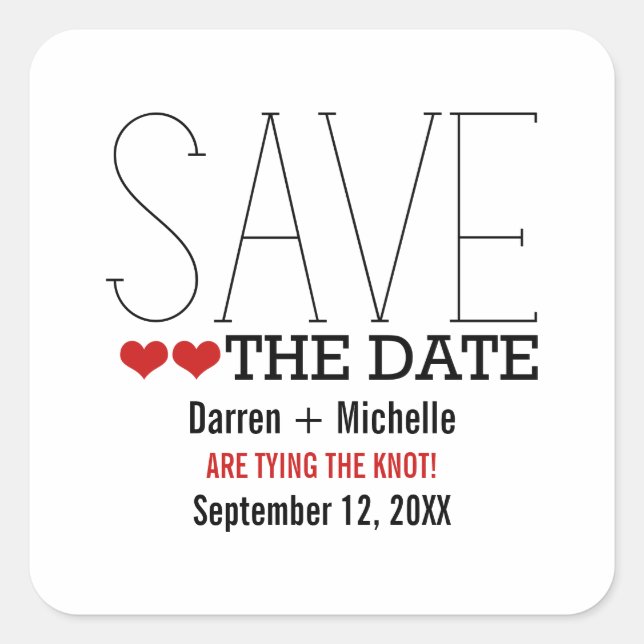 Sassy Typographie Enregistrer Stickers Date, Rouge (Devant)