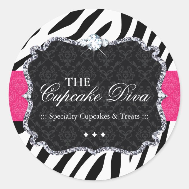 Sassy Zebra Cupcake - Stickers Emballage (Devant)