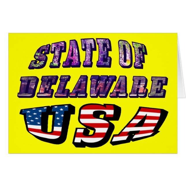 Sate of Delaware Picture and USA Flag Text (Devant Horizontal)