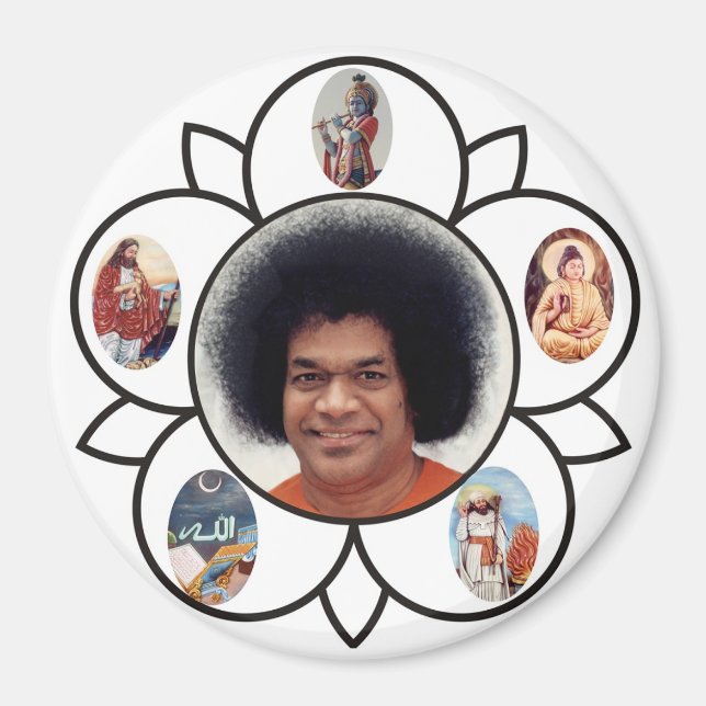 Sathya Sai Baba et Sarva Dharma sur Magnet (Devant)