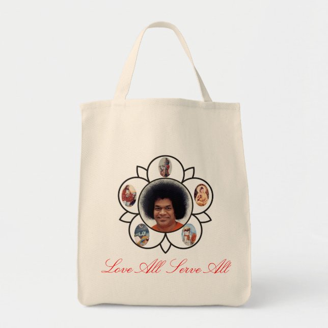 Sathya Sai Baba Portrait sur un sac de coton biolo (Devant)