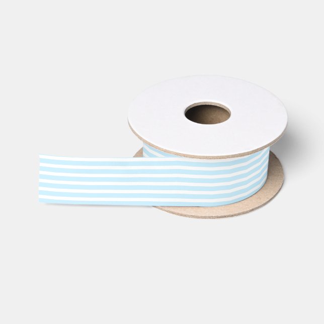 Satin Bleu en pastel et le blanc barre le ruban (Bobine)
