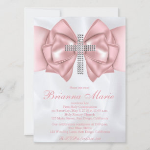 Satin Diamond Cross First Communion Invitation