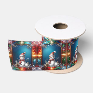 Satin Joli bonhomme de neige en ruban de verre coloré