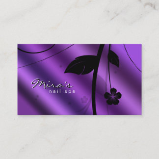Satin pourpre métallique de carte de visite floral