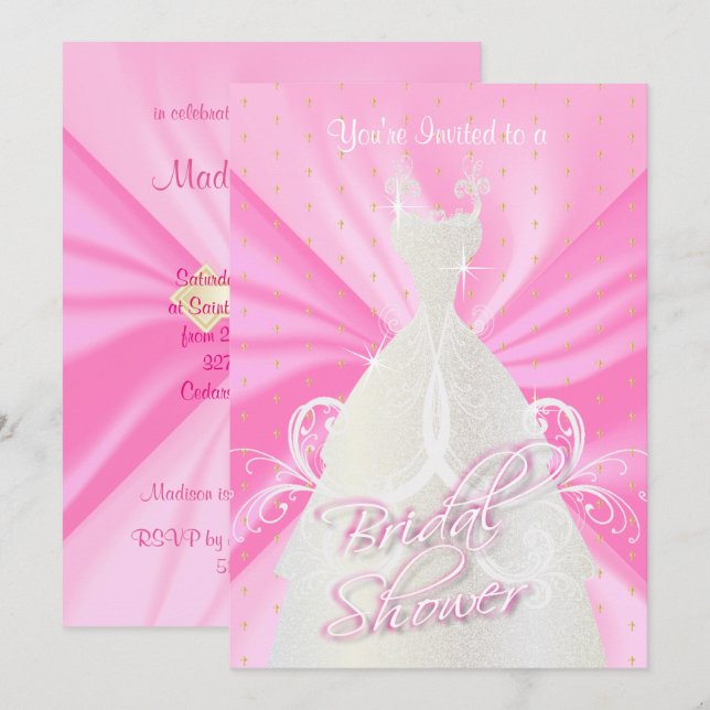 Satin Rose Religieux Douche Nuptiale Invitations (Devant / Derrière)