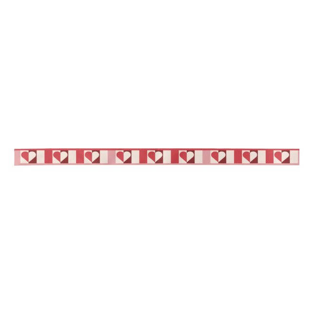 Satin Ruban à cœur en damier coloré (Devant)