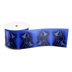 Satin Ruban Cheval En Bleu Lune