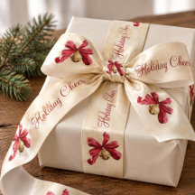 Ruban de Noël à cloche en forme d'arc rouge aquare