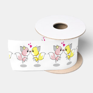 Satin Ruban en soie Lovebirds