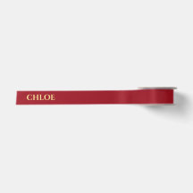 Ruban Rouge Personnalisé avec Texte de Nom en Or