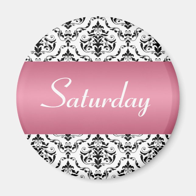 Saturday Pink - Damask Magnet (Devant)