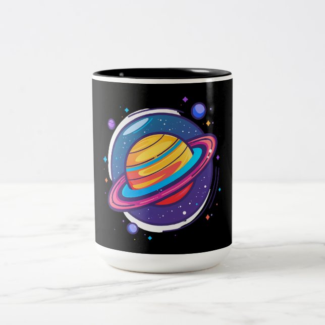 Saturn Planet Coffee Mug – Cosmic Design for Space (Centre)