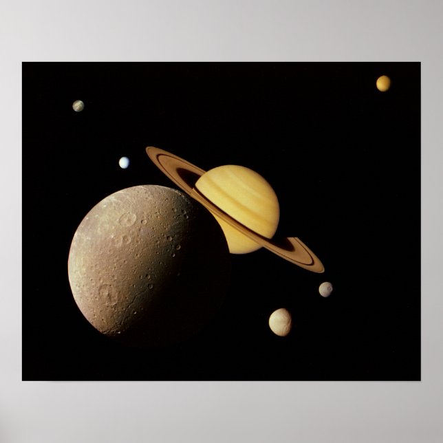 Saturne et son affiche des lunes (Devant)