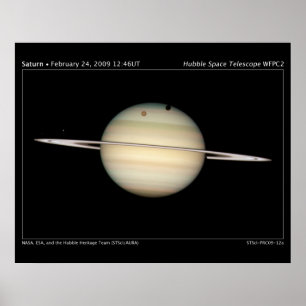 Saturns Moons Transit Astronomy Poster