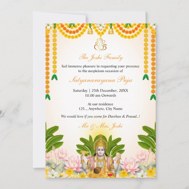 Satyanarayan Katha Invitation Card, Puja Indien (Devant)