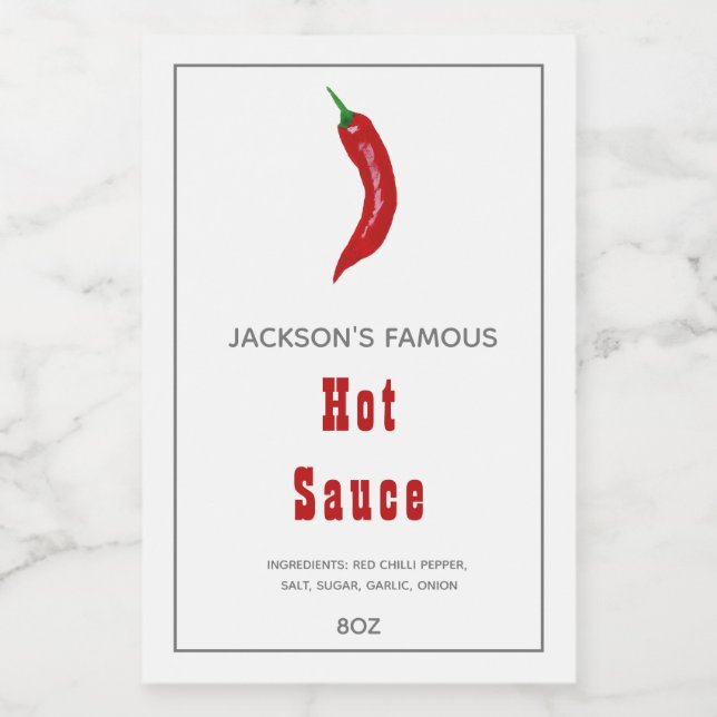Sauce chaude maison | Étiquette de sauce chili (Étiquettes simples)