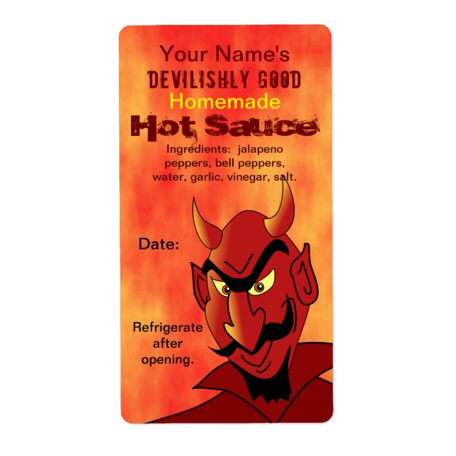 Sauce chaude personnalisée Étiquette Modèle Diable (Devant)