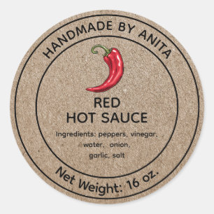 Sauce chaude rouge Confiture Étiquette Kraft