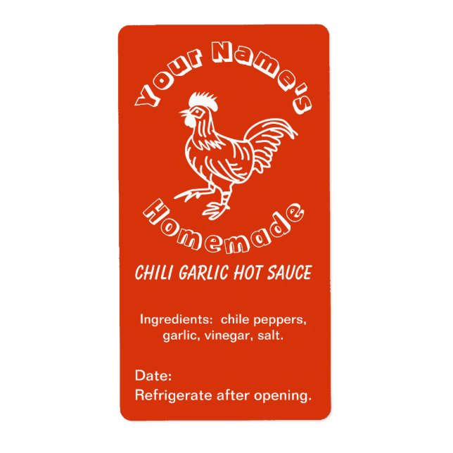 Sauce chaude sur mesure au coq épicé Étiquette Chi (Devant)