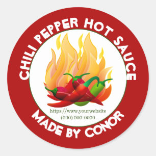 Sauce Pimentée au Piment 3" 2 Autocollant Rond Cla