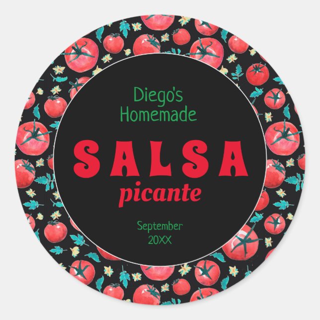 Sauce tomate d'aquarelle moderne salsa étiquette a (Devant)