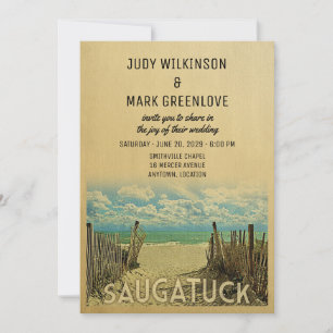 Saugatuck Beach Vintage Wedding Invitation