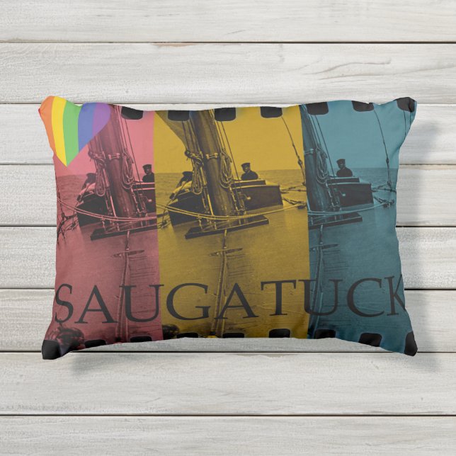 Saugatuck Michigan Coussin à voile Rainbow Vintage (Devant)
