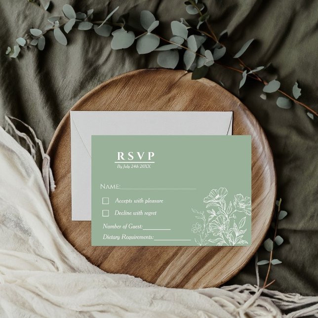Sauge minimaliste vert & émeraude mariage RSVP (Créateur téléchargé)