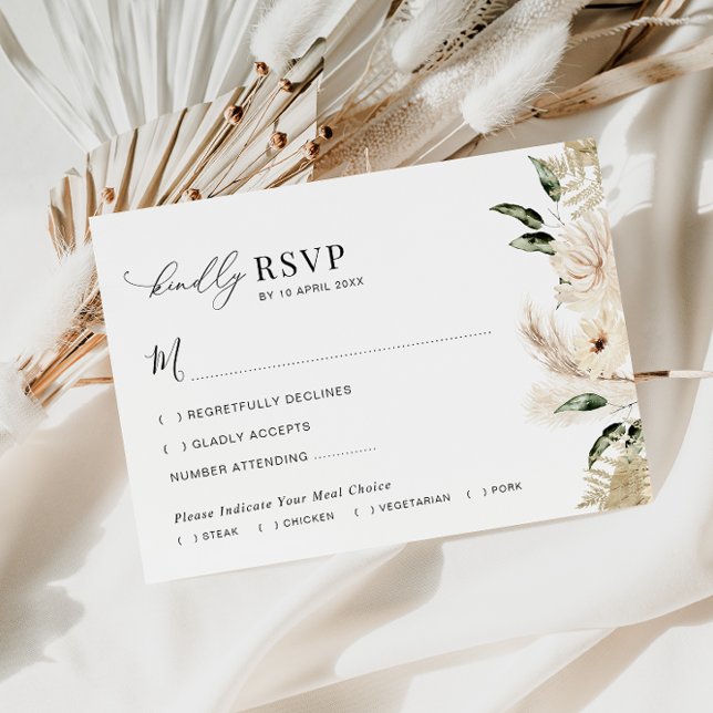 sauge pampas herbe mariage RSVP carte (Créateur téléchargé)