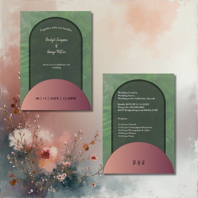 sauge vert simple boho chic faire-part de mariage (Créateur téléchargé)