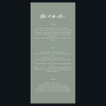 sauge vert simple élégant script menu mariage<br><div class="desc">Menu mariage moderne. Design moderne et propre. Texte du script.</div>