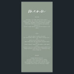 sauge vert simple élégant script menu mariage<br><div class="desc">Menu mariage moderne. Design moderne et propre. Texte du script.</div>