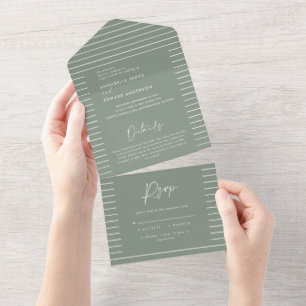 sauge vert simple mariage tout en une invitation