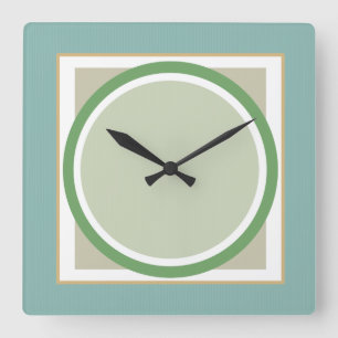 Sauge verte et horloge murale géométrique beige