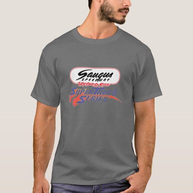 Saugus Speedway Supertruck série t-shirt foncé (Devant)