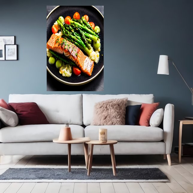 Saumon aux asperges et tomates | AI Art Poster (Créateur téléchargé)