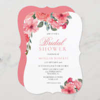 Saumon Peach rose Floral Invitation douche nuptial