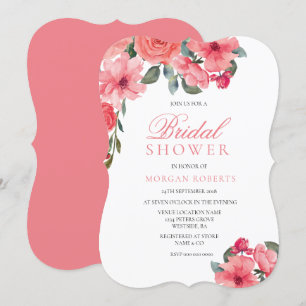 Saumon Peach rose Floral Invitation douche nuptial