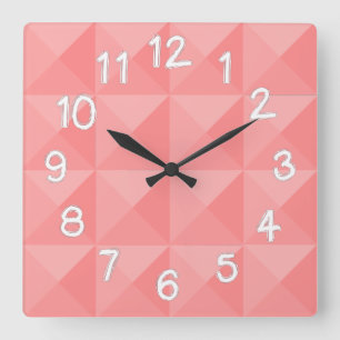 Saumon Pyramides Carré Horloge murale