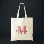 Saumon rose Monogramme noir Nom de script Sac four<br><div class="desc">Saumon rose Monogramme noir Nom de script Sac fourre-tout. Peut être offert en cadeau à la famille et aux amis lors de leur anniversaire et Noël.</div>